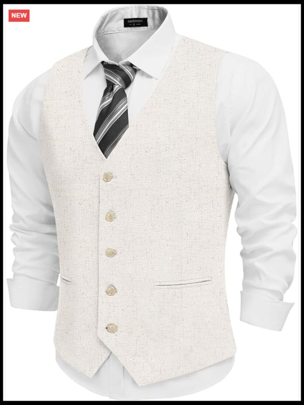 Linen Slim Fit Suit Vest Dress Waistcoat Wedding Business Prom Five Button